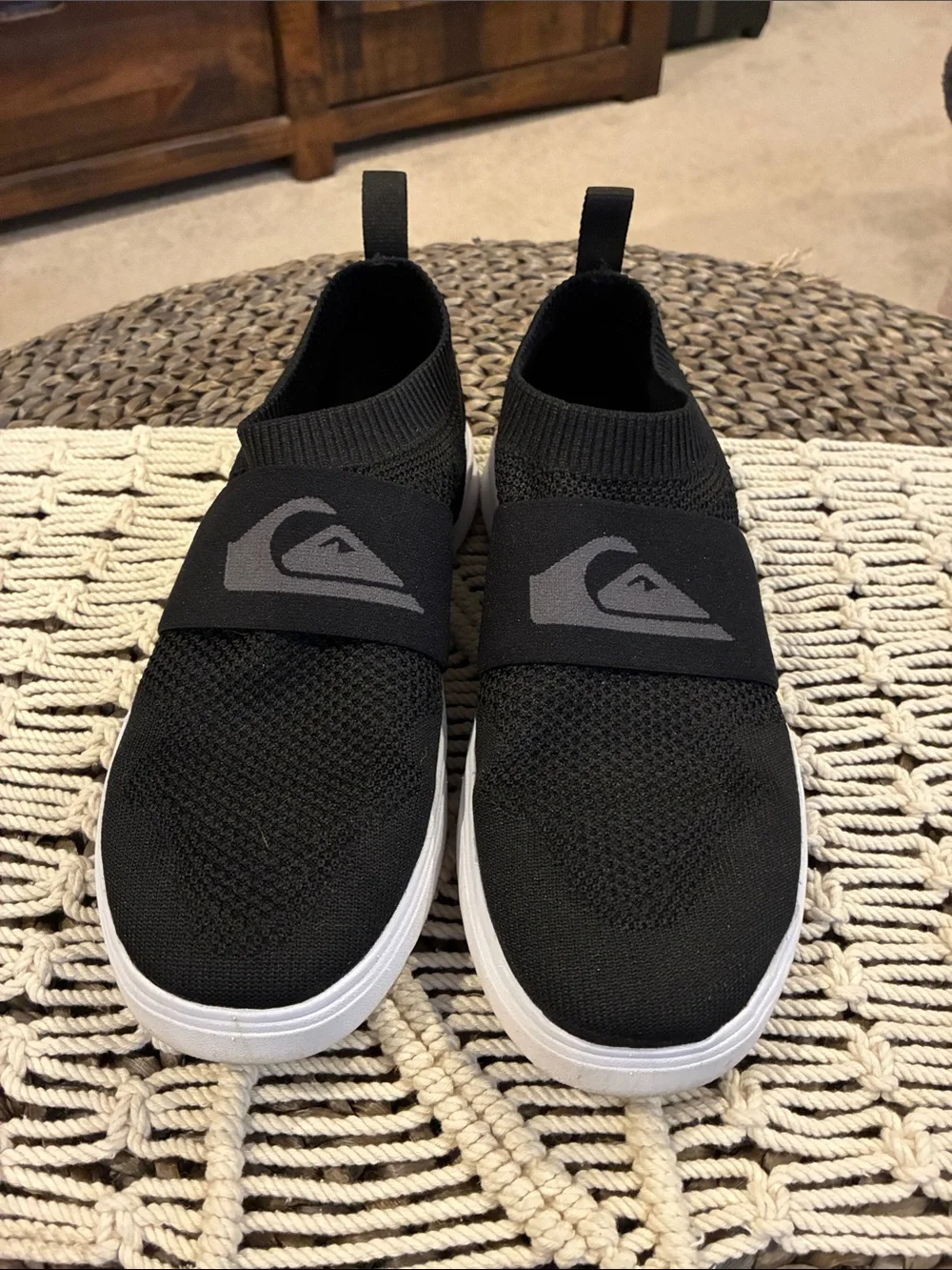 Quiksilver Black Slip-On Knit Loafers with White Sole